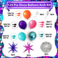 Disco Balloon Arch, 125 Pcs 80S Balloon Arch Kit Mit Hot Pink And Purple Teal Orange Metallic Green Balloons, 22 Inch Disco Ball