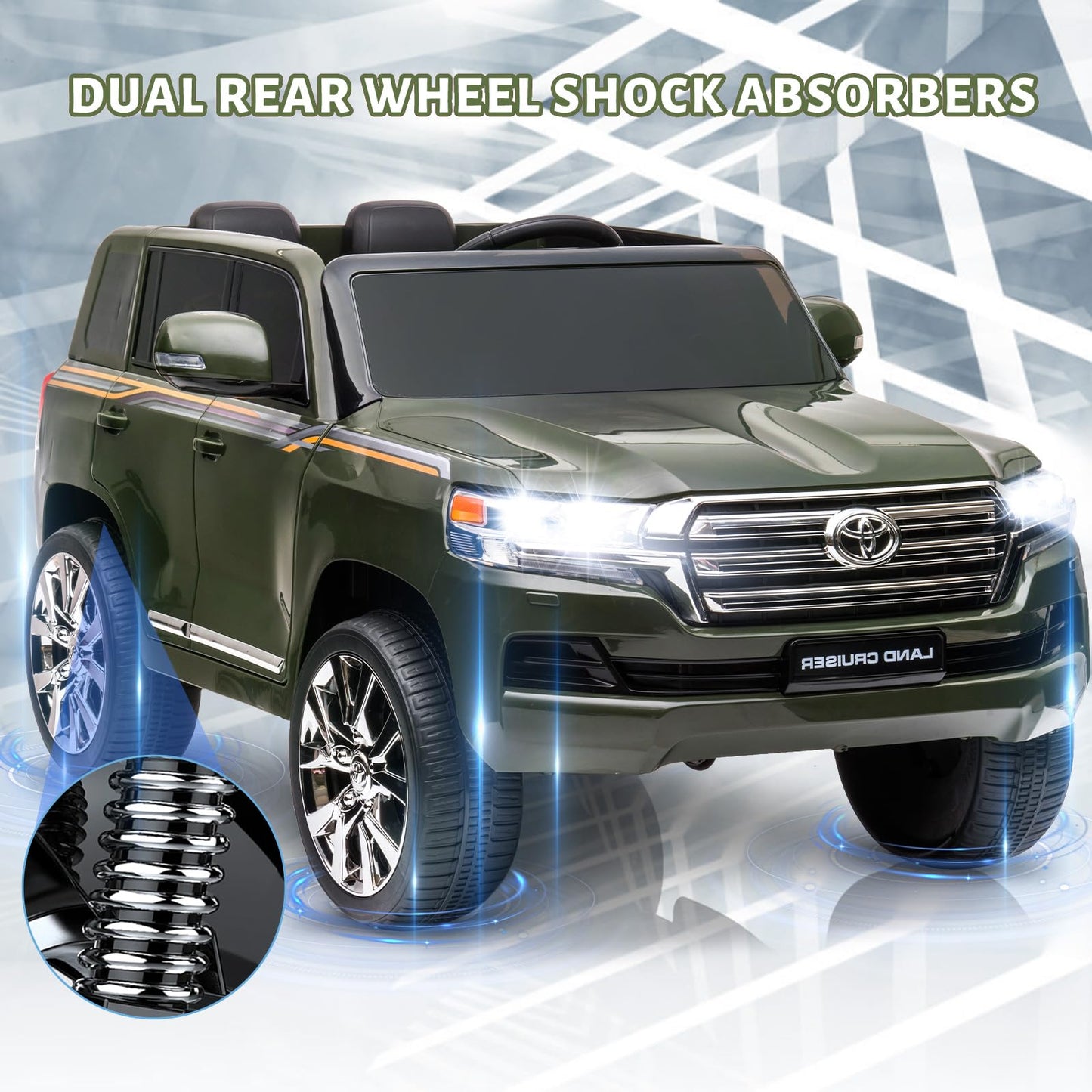 Kids Ride On Truck, Electric Vehicle With Remote Control, 12V Battery Powered, 3 Speeds, Led Lights, Music & Horn, Spring Suspen