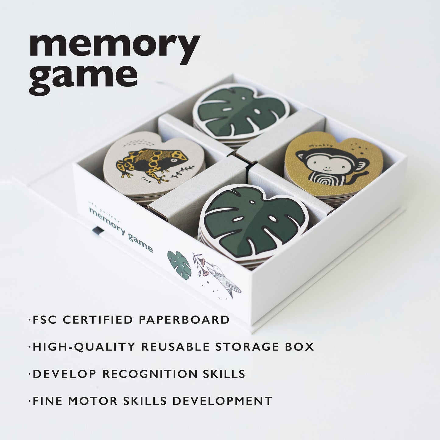 Wee Gallery Memory Game - Jungle Animals and Plants - Brain Building Matching Activity - Animal Recognition, Motor Skills, Creat
