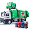 Garbage Truck Toys Metal Cab, Realistic Trash Truck Toys for Boys with Lights and Sounds, Friction Powered Recycling Truck for K