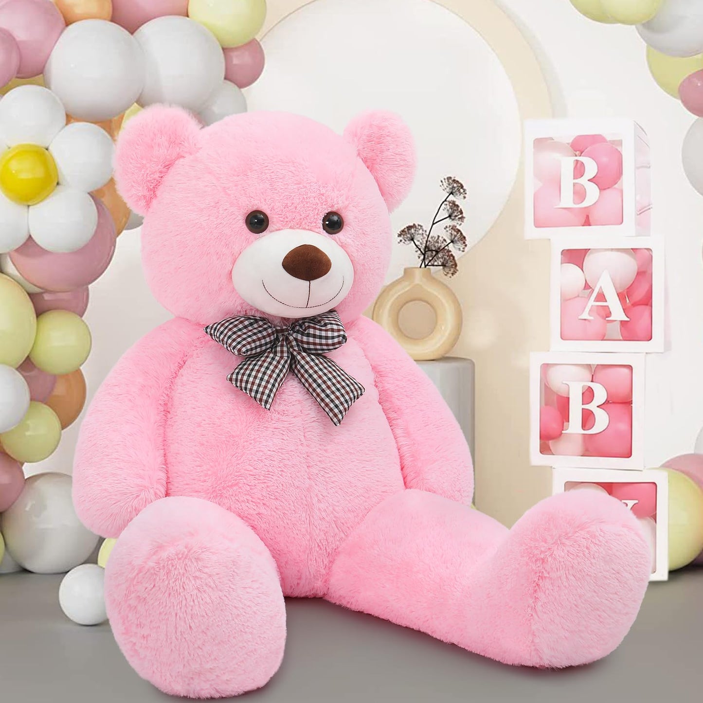 Maogolan Huge Pink Stuffed Animals 47 Inch Life Size Cute Teddy Bears Big Giant Teddy 4 Feet For Baby Girls Shower Decorations