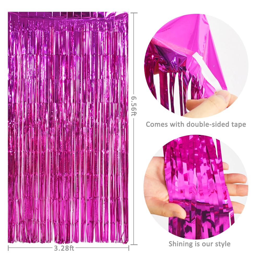 TONIFUL 3-Pack Door Streamers, Metallic Photo Booth Backdrop with Foil Fringe Curtain for Birthday, Bridal Shower, Bachelorette
