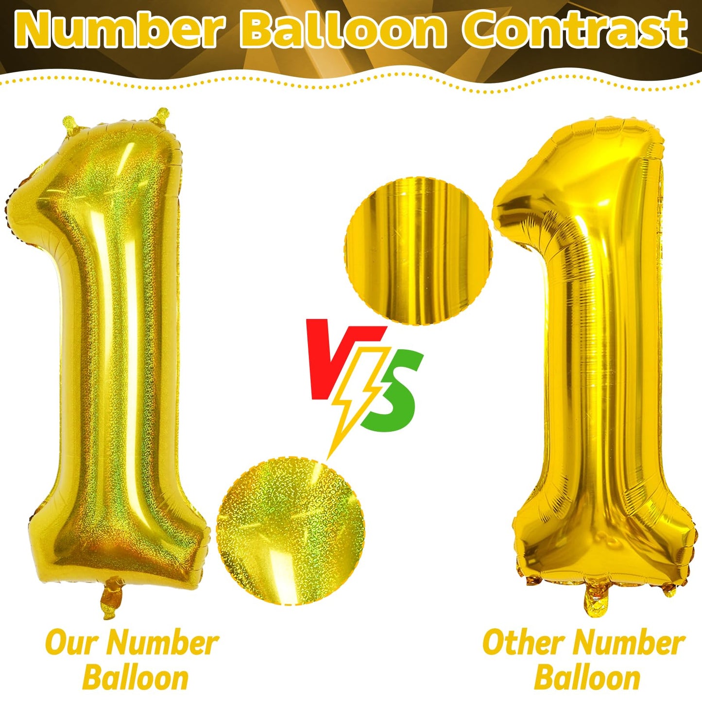5 Balloons Number Laser Gold, 40 Inch Mylar Number 5 Balloons Self Inflating For Boys, Giant Foil Helium Iridescent Globos Dorad