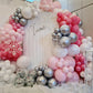 Pink And Silver Balloons, 12 Inch Hot Pink Pastel Pink Latex Balloon Metallic Chrome Silver Helium Balloons For Girls Women Brid