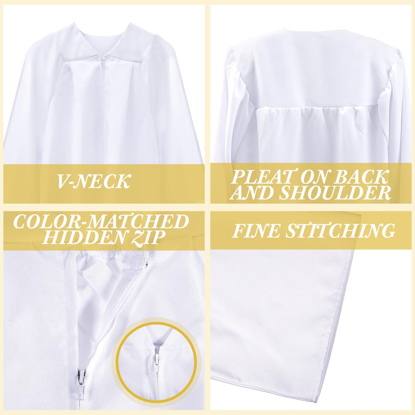 Toulite 6 Pcs Unisex Matte Choir Uniform Kid Judge Gowns Costume For Baptism Graduation Church Event Pastor Halloween Cosplay(Si
