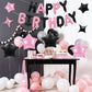 TONIFUL 35PCS Black Pink Happy Birthday Decorations Kit 16 Inch Happy Birthday Balloon Banner with Star Balloons Mylar Foil Birt