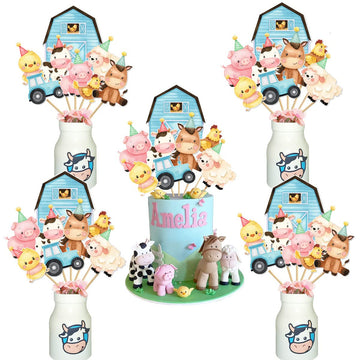 Farm Animal Centerpiece Sticks Farm Themed Birthday Party Supplies Animal Table Toppers for Boy Baby Shower 1st 2nd Barnyard Bir