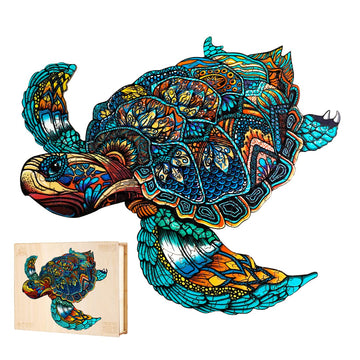Jigfoxy Wooden Puzzles For Adults, Sea Turtle Wooden Jigsaw Puzzles For Adults Kids, Unique Animal Shape Wood Cut Puzzles For Fr