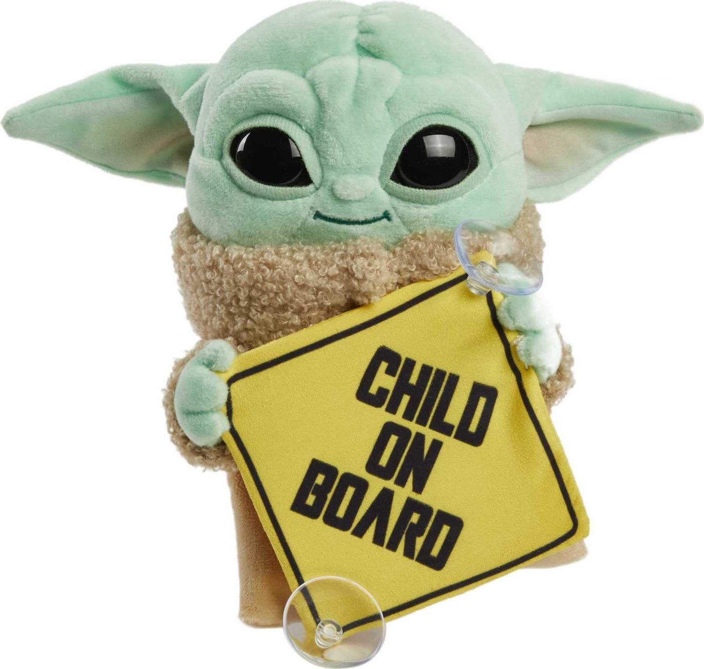 FISHER-PRICE BABY Star Wars Grogu Plush Toy & “Child on Board” Sign, 8-in Green Cuddle Character, Soft Collectible, Model GXB51