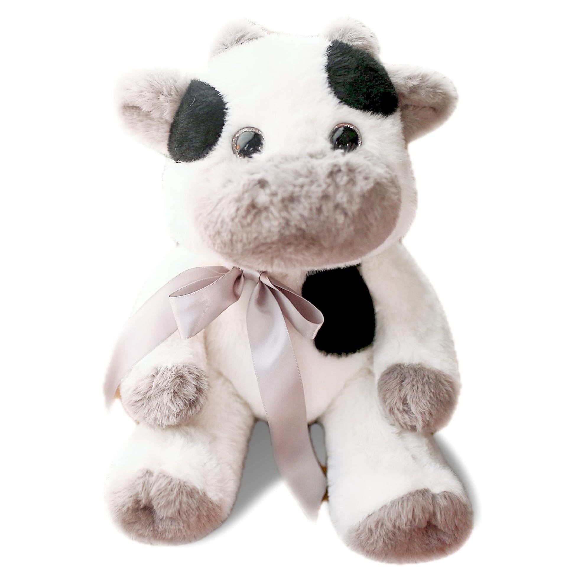 Uoozii Warmable Cow Stuffed Animal - Microwavable 12'' | 2 Pounds Unscented Weighted Stuffed Animals Non-Shedding Cow Plush Cool