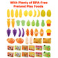 Deao Kids Shopping Cart Trolley With Sturdy Metal Frame For Toddlers 46 Pcs Food Fruit Vegetables Pretend Play Food Role Play,Ed