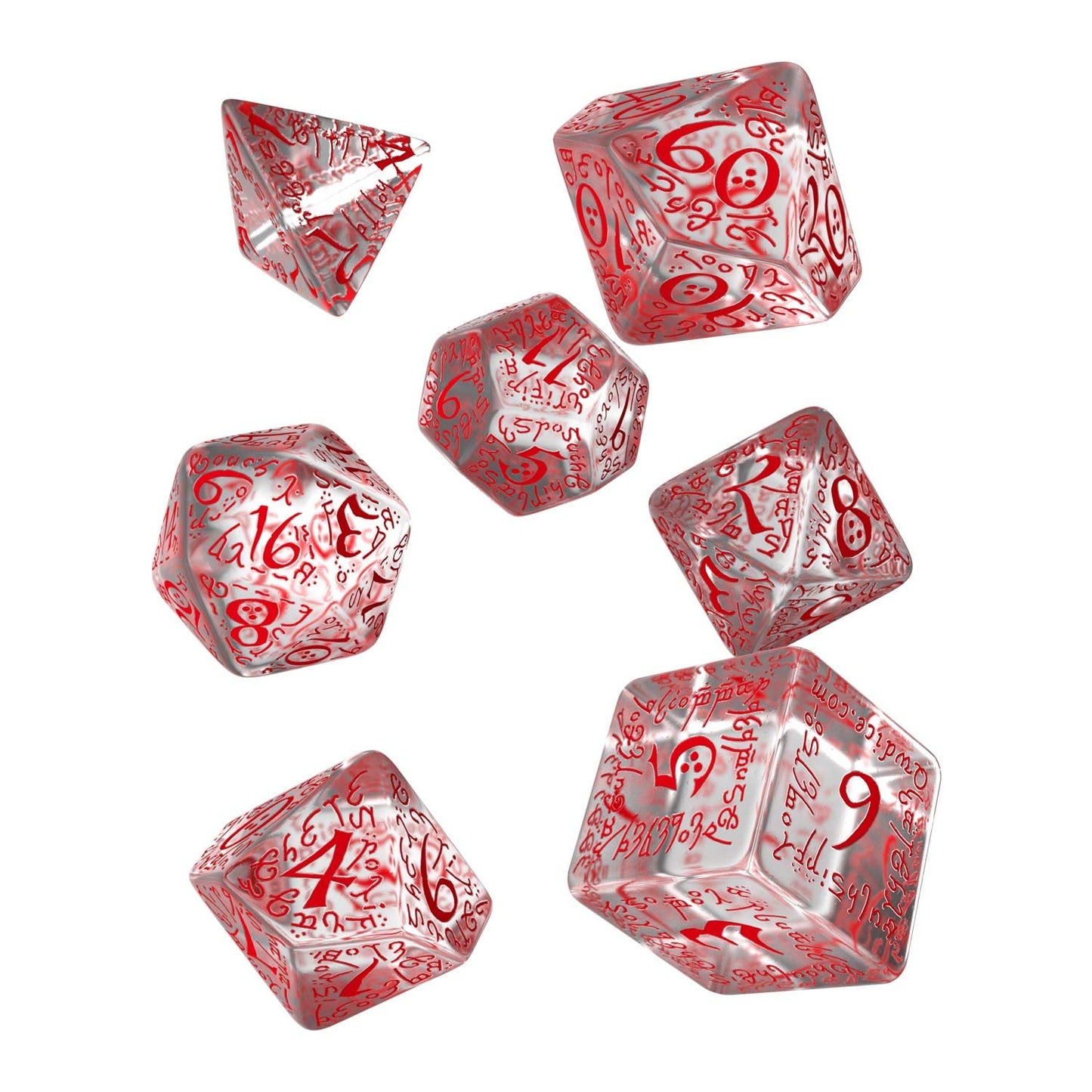Q Workshop Elvish Dice Transparent/Red (7) Board Game, Multicolor