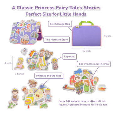 CHEFAN Felt/Flannel Board Story Set of 4, PRECUT Felt Pieces for Preschool Toddlers Circle Time, The Mermaid Story, The Princess