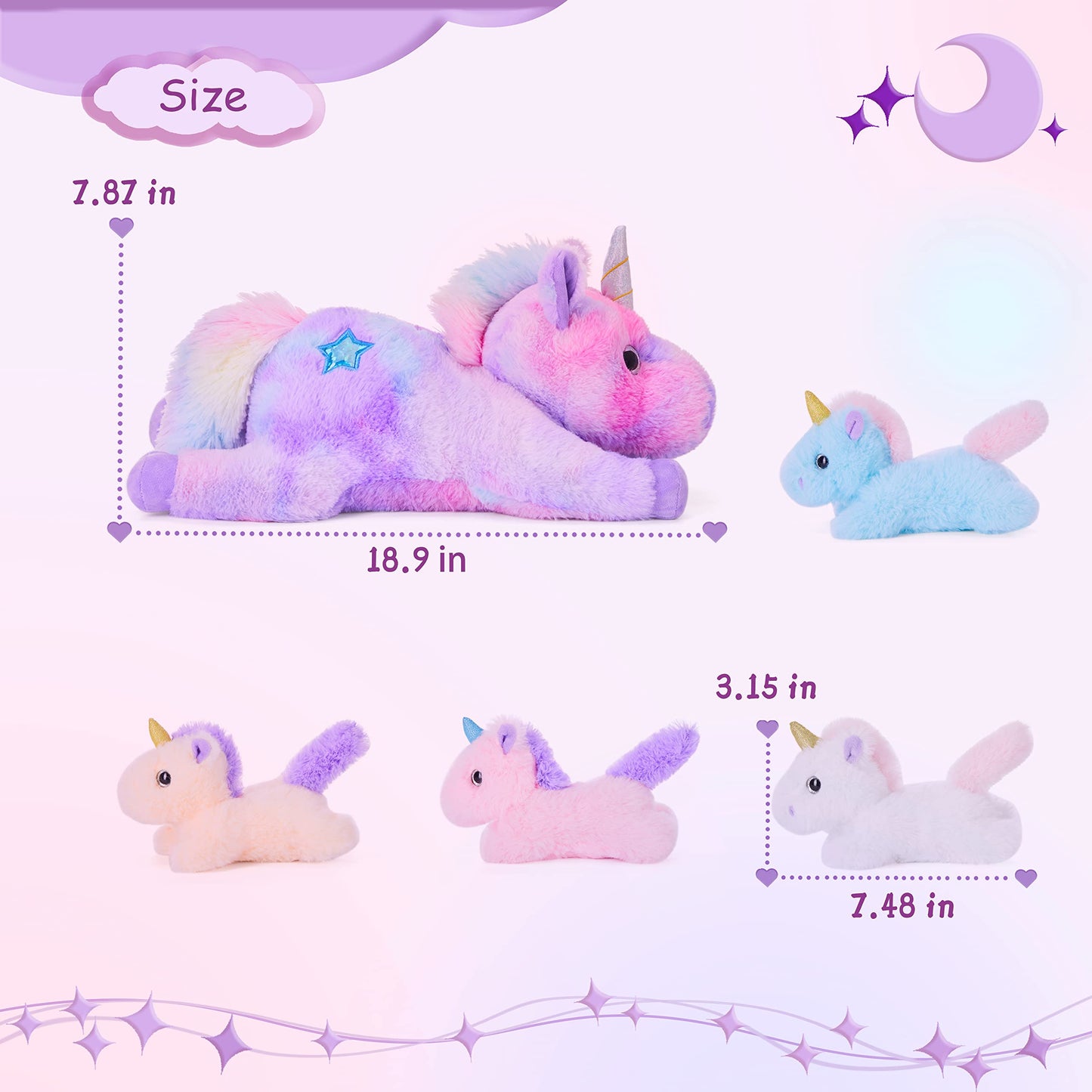 Ikasa Mommy Unicorn Toys For Girls Age 4-6,Mom And Baby Stuffed Animal Plush Toy,Small Family Set Toy With Little Babies,Gifts For Kid (Unicorn,18')
