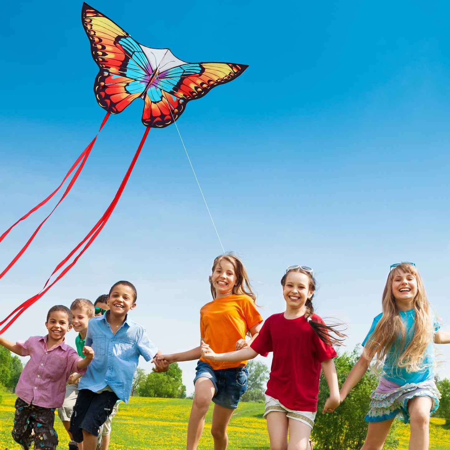 Xida Rainbow Butterfly Kites For Kids & Adults,Easy To Fly Beginner Kite, Large Single Line Kite For The Beach, Outdoor, Easy Fl