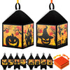 Pajean 16 Sets Halloween Lantern Crafts Set Halloween Suncatchers Tissue Paper Set DIY Pumpkin Cat Spider Castle Glass Make Your