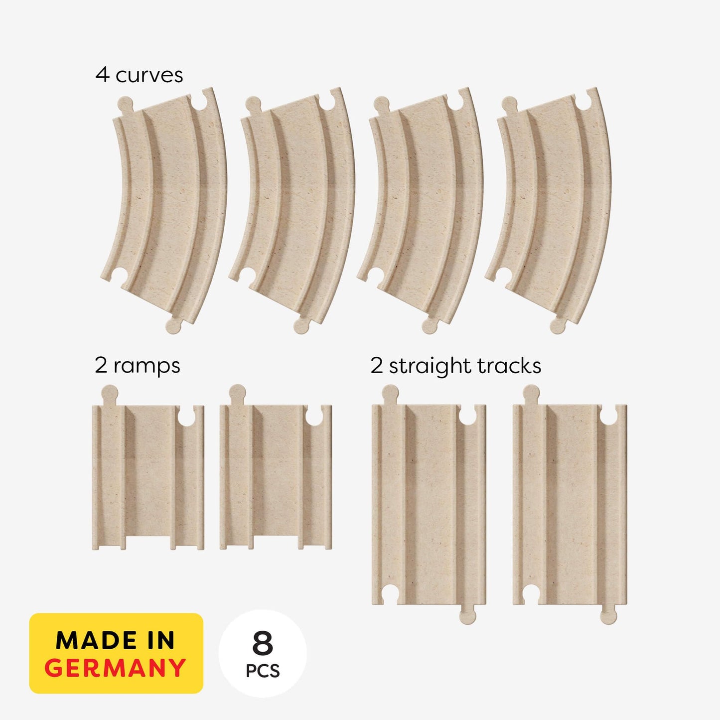 Haba Cars Expansion Set - 8 Pieces Of Track - Sustainable Made From Recycled Wood - For Children From 2 Years