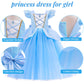 G.C Cinderella Dress Costume For Girls Toddlers Light Up Princess Dress With Crown Wand Earrings Necklace Gloves Toy Accessories