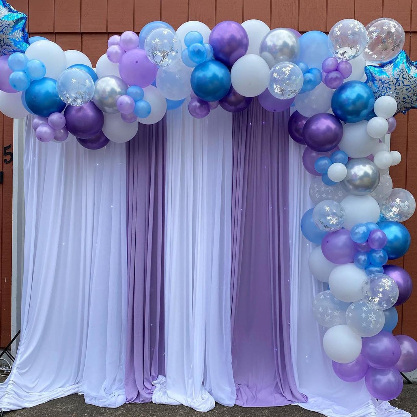 Paready Frozen Balloons, 60 Pcs 12 Inch Purple Blue Balloons White And Snow Confetti Latex Balloons For Girls Frozen Theme Party