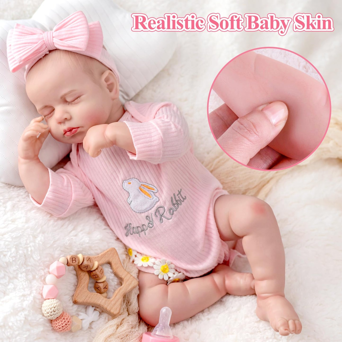 Spicimomo Realistic Reborn Baby Dolls, 18-Inch Lifelike Newborn Girl Doll With Feeding Toy Set, Gift For Kids 3+