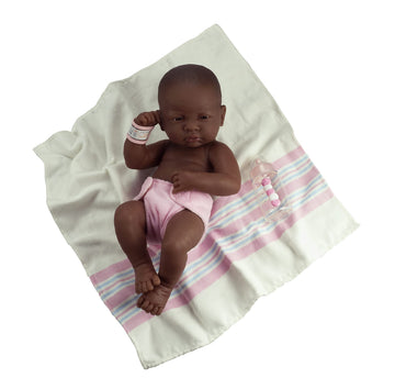 Jc Toys - La Newborn First Day African American| Anatomically Correct Real Girl Baby Doll | 14'' All-Vinyl | Made In Spain | Des