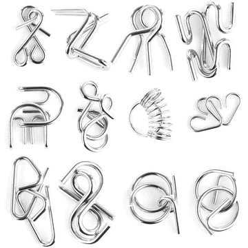 Pluspoint Brain Teasers Stainless Steel Metal Wire Puzzle Toys - Assorted Metal Brain Game For Return Gifts, Party Favors, Prize