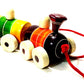 Crafts India Handcrafted channapatna Wooden Train Pull Along Toy  Chikku Bukku Railu 28 cms L
