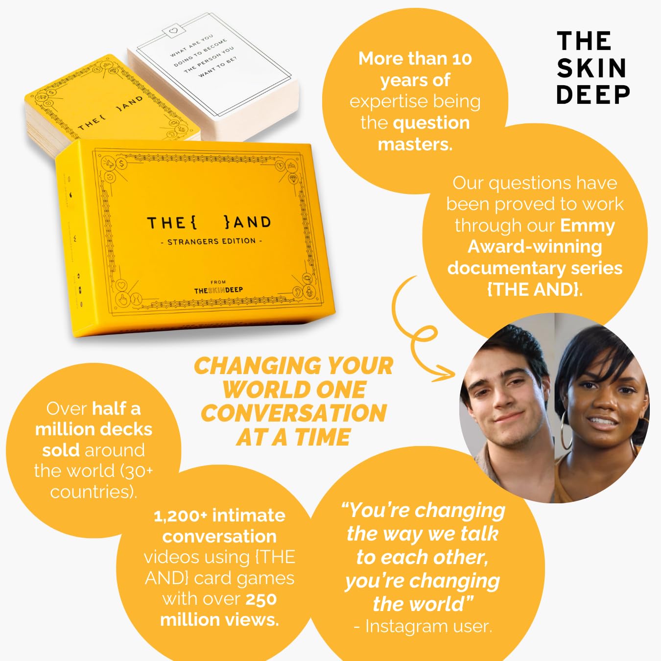 {THE AND} Strangers Edition Conversation Starter Card Game - Fun Ice Breakers - Yellow Cards