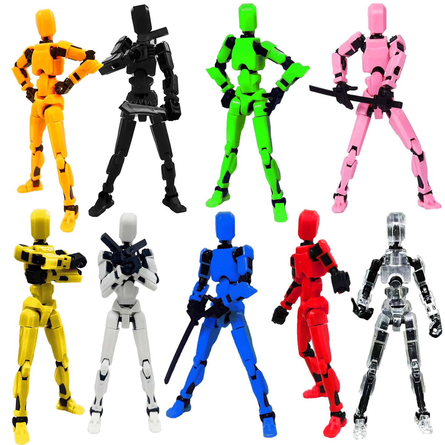 DANONI Titan13 Action Figure Lucky Robot 13 Action Figures  Creative 3D Printed Figure  Dummy Robot 13 Action Figure  Multi Jointed Action Figures Desktop Decorations for Kids mature-themed(9pcs)