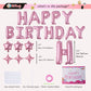 Pink Birthday Banner, 3D Mylar Foil Happy Birthday Balloons, 24Pcs Birthday Party Decorations With 6Pcs Star Balloons For Kids G