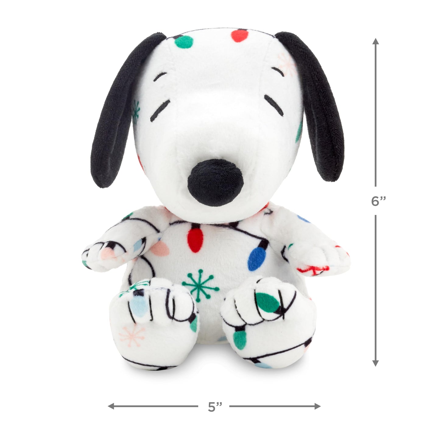 Hallmark Peanuts Holiday Plush Toy - 6" Christmas Lights Snoopy - Soft Fabric - Perfect Gift for Kids & Collectors