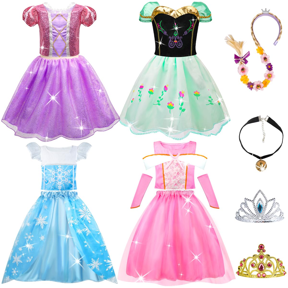 Meland Princess Dress Up - Dress Up Clothes For Girls With Toys,Christmas Birthday Gift For Toddler Girls 3,4,5,6,7,8 Years