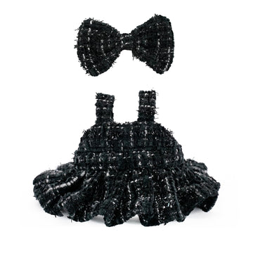 LYBHYQTII Clothes for 17cm Dolls  enhanced Dolls Accessories with Chic Black Bow Spaghetti-Strap Dress Set  High-End Fashion Outfit for Play & Display