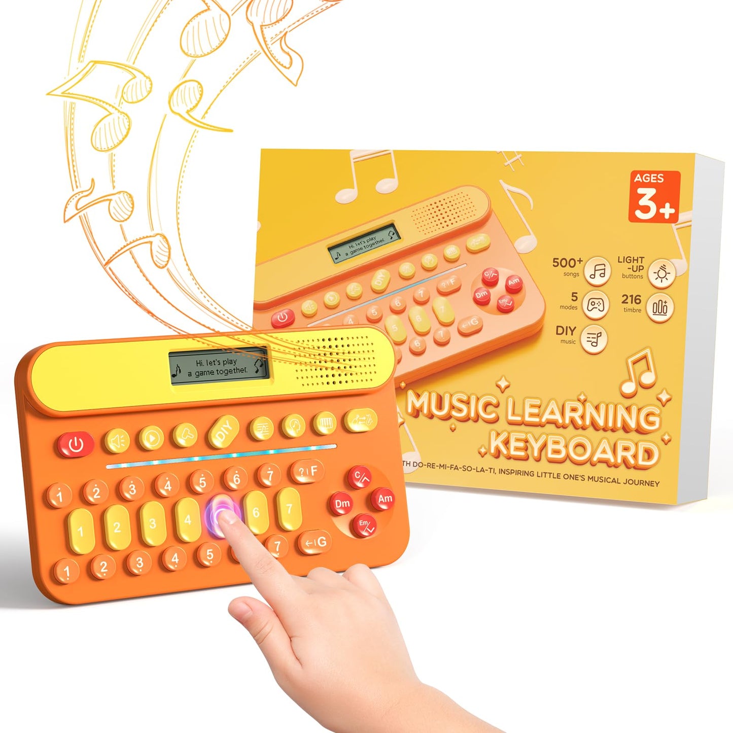 Homestec Mini Music Learning Keyboard, 23 Keys, 4 Chords, 8 Instruments Sounds, Multifunction Music Educational Instrument Toy F