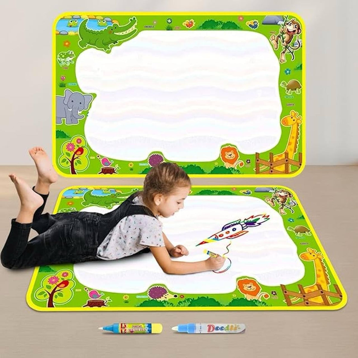 AANAHIL Water Drawing Mat for Kids with Magic Water Pens, Animal Theme