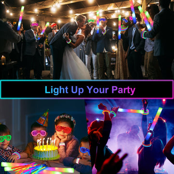 Shqdd248 Pcs Glow Party Supplies, 24 Pcs Foam Glow Sticks, 24 Pcs Led Glasses And 200 Pcs Glow Sticks Bracelets, Neon Party Favo