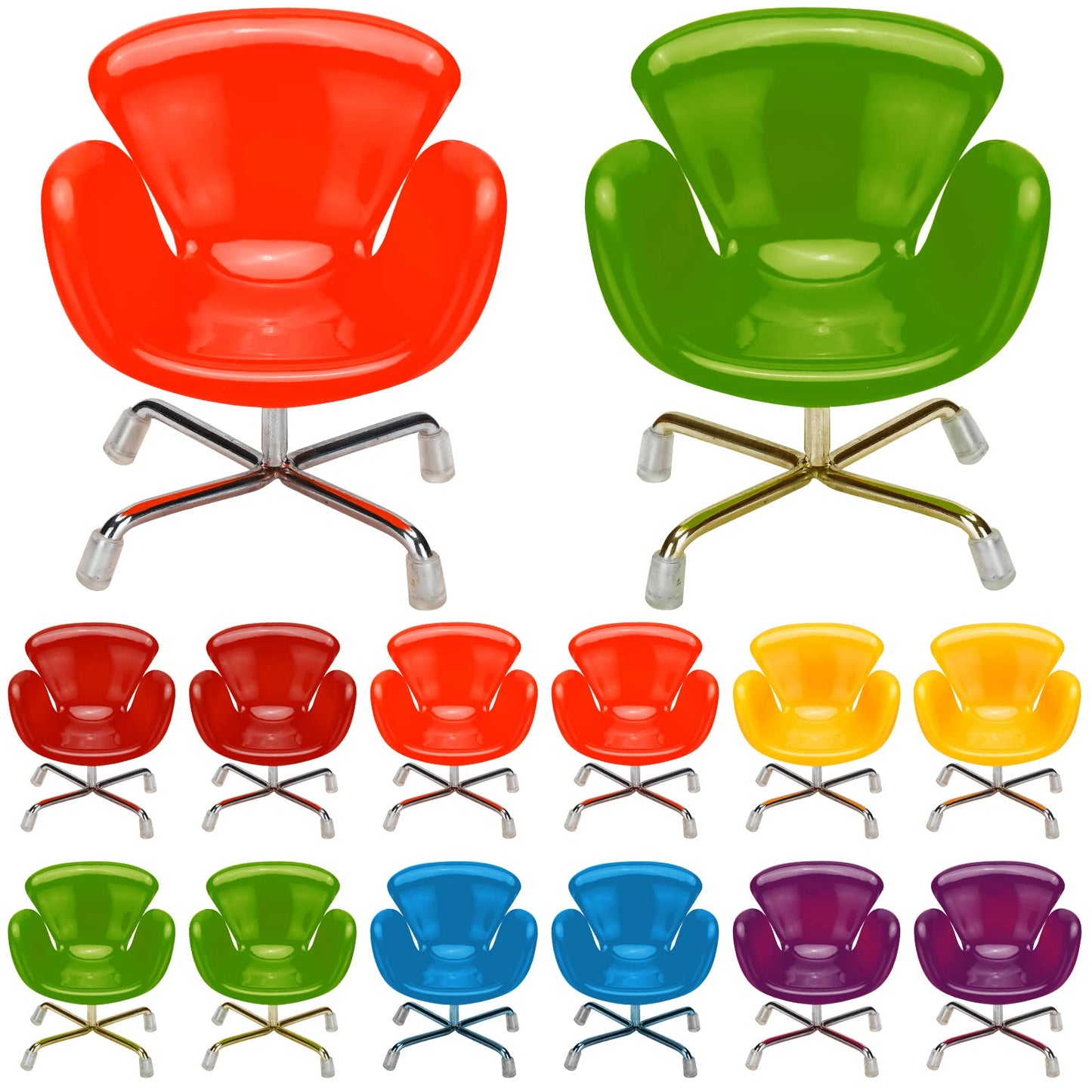 Sosation 12 Pieces 1:6 Scale Dollhouse Miniature Plastic Chair Colorful Miniature Chair Dollhouse Furniture Diy Mini Armchair Ba