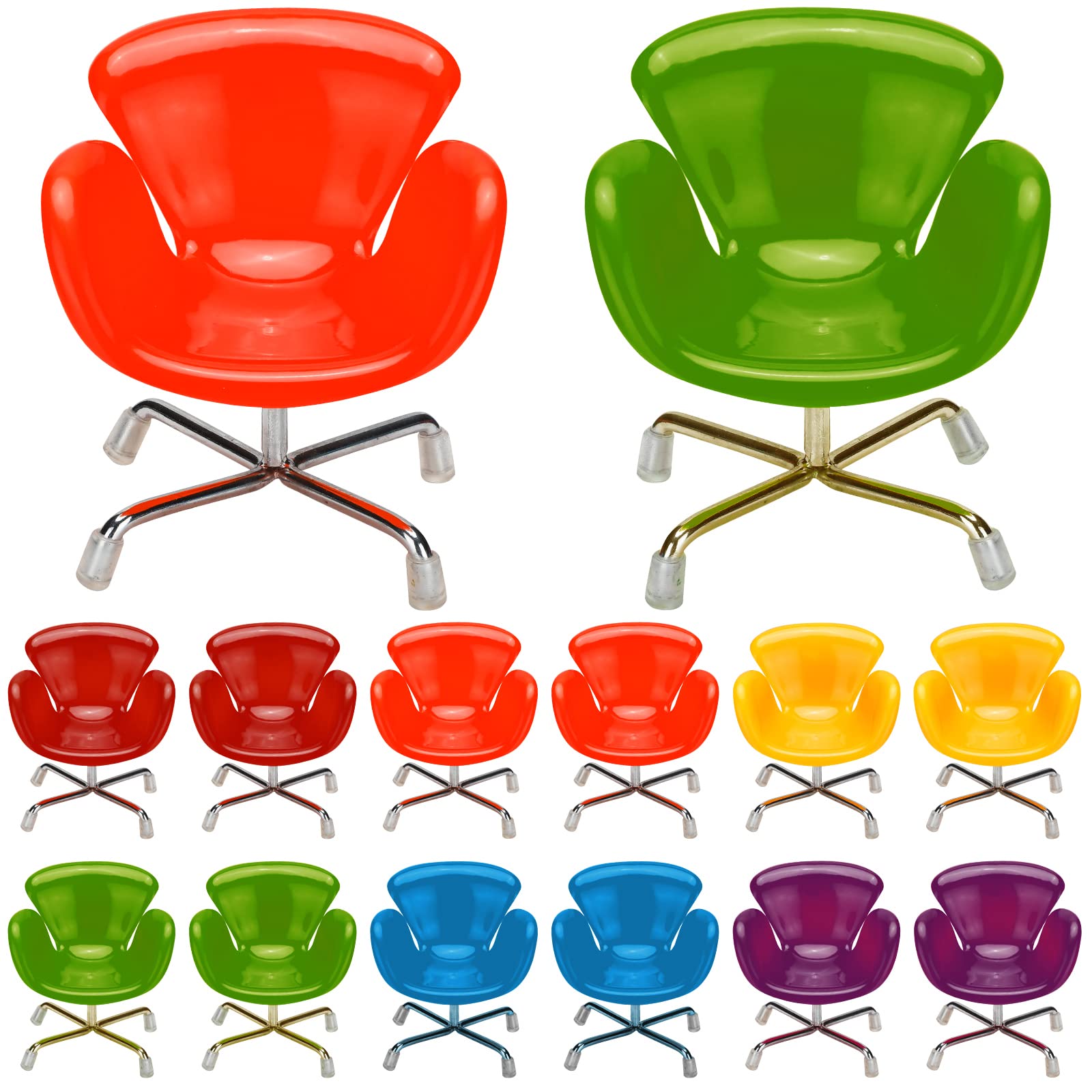 Sosation 12 Pieces 1:6 Scale Dollhouse Miniature Plastic Chair Colorful Miniature Chair Dollhouse Furniture Diy Mini Armchair Ba