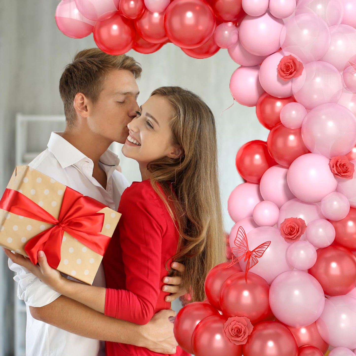 Red And Pink Balloon Arch Kit, 120Pcs Pastel Pink And Red Balloon Garland Kit Pearl Red Pink Party Balloons Pink And Red Latex B