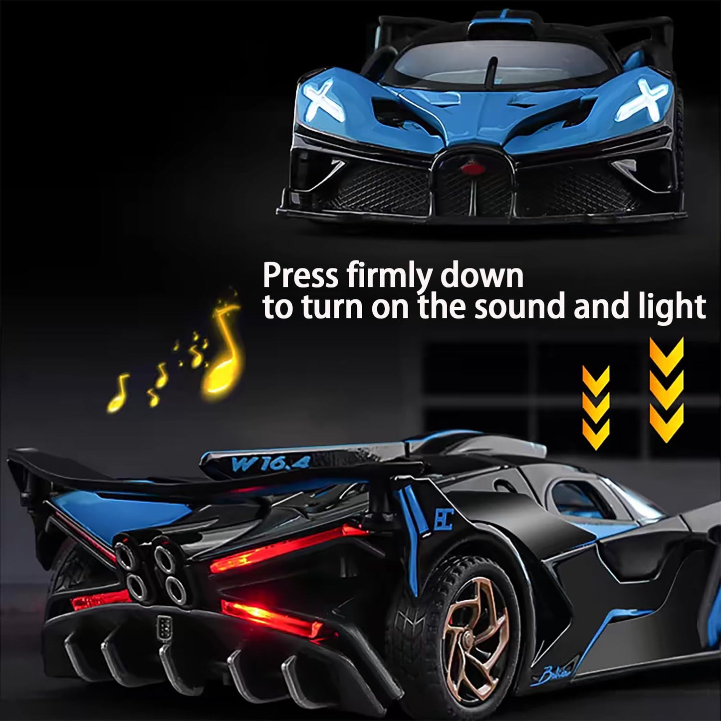 Toy Cars Compatible Bugatti Bolide Cars Toy Model Car Alloy 1:32 Diecast Collect Car Toy With Lights And Music, Pull Back For Ki