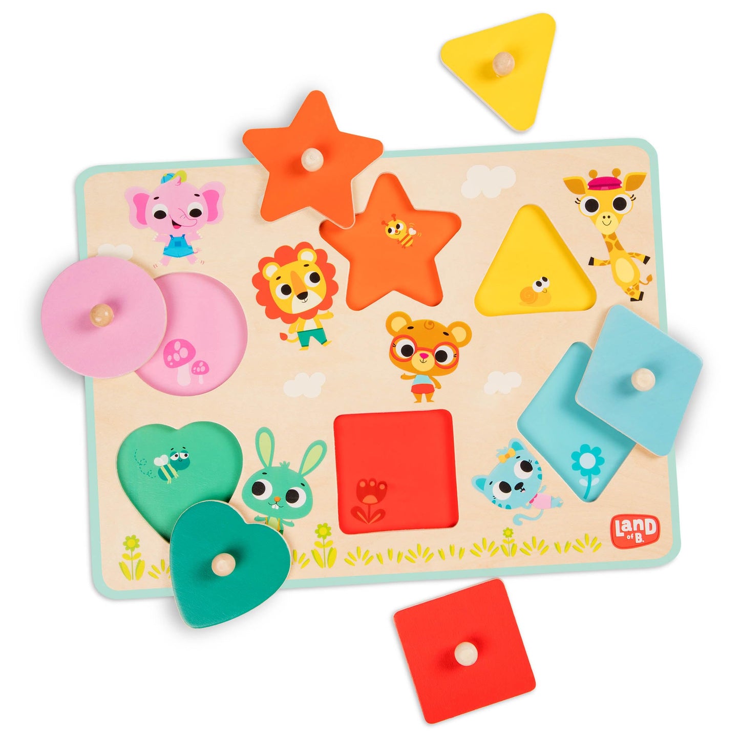 B. Toys – Wooden Peg Puzzle – Puzzle For Kids – Shapes, Colors, Animals – Wooden Toys For Toddlers, Kids – 18 Months + – Shapely Color Puzzle