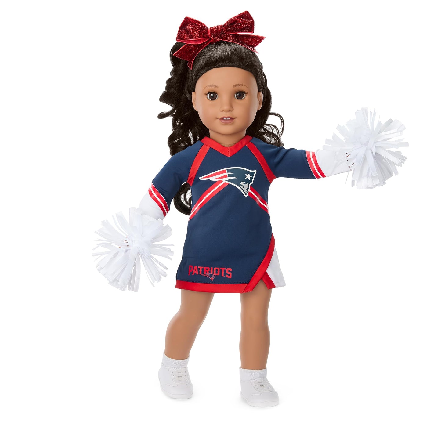 American Girl 18" Doll Cheer Uniform Set, Multi-Color with Pom Poms, Navy and Red, Model HPY01, Ages 6+