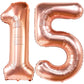 Giant, Rose Gold 15 Balloons Number - 40 Inch | Jumbo Rose Gold Number 15 Balloons For Happy 15Th Birthday Decorations For Girls | 15 Decorations For Quinceanera Decorations | 15 Birthday Balloons
