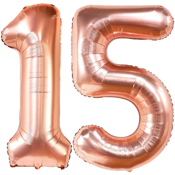 Giant, Rose Gold 15 Balloons Number - 40 Inch | Jumbo Rose Gold Number 15 Balloons For Happy 15Th Birthday Decorations For Girls | 15 Decorations For Quinceanera Decorations | 15 Birthday Balloons