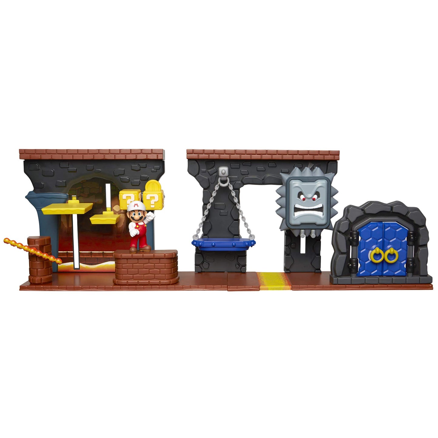 World of Nintendo Super Mario Dungeon Deluxe Play Set - 2.5” Fire Mario Figure, Interactive Environments, Medium, Plastic