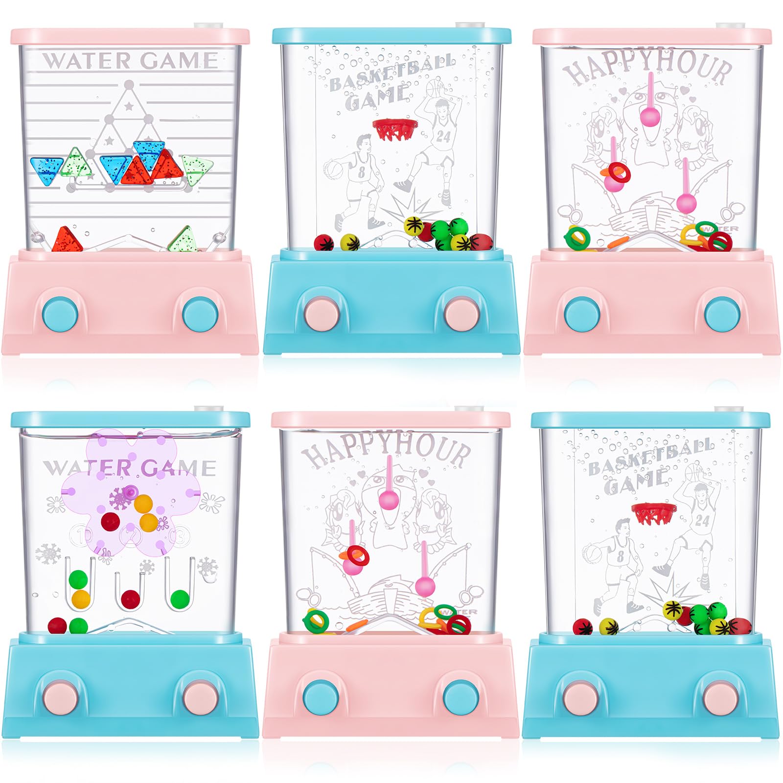 Sumind 6 Pieces Aqua Rings Handheld Water Game Mini Retro 80s 90s Games for Kids Christmas Stocking Stuffers Birthday Return Gifts Classroom Rewards Bulk(Pastels)