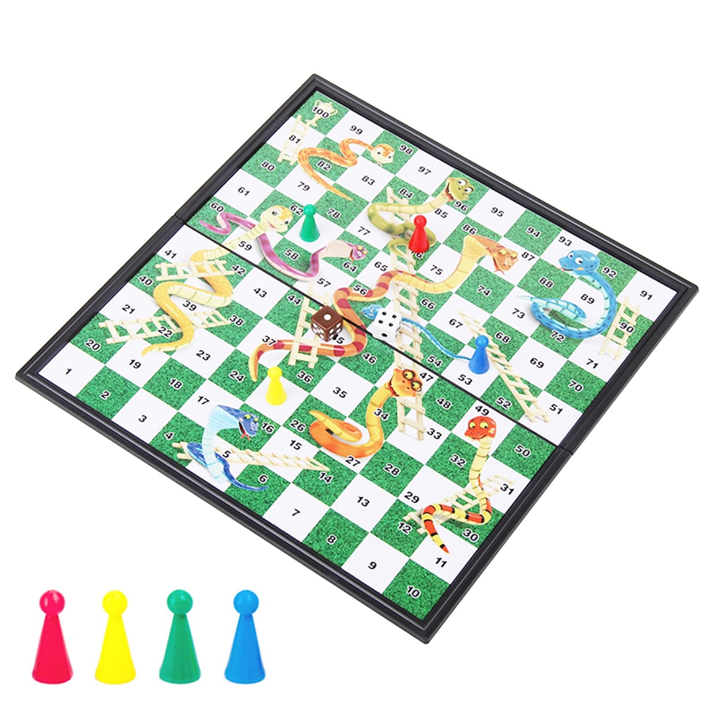 Travel Board Games Small Magnetic Snakes And Ladders Board Game 9.7 Inches Portable Folding Board