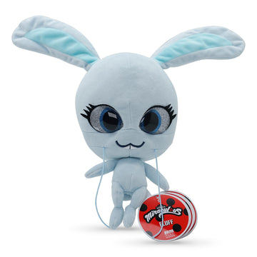 Miraculous Ladybug Kwami Mon Ami Plush Toy - Fluff The Rabbit, Super Soft Stuffed Animal - 9-Inch Collectible Plush Figure, Ladybug & Cat Noir, Gift Stocking Stuffer For Kids & Collectors