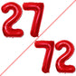 Goer Number 27 Balloons For 27Th Birthday Party Decorations,42 Inch Jumbo Foil Helium 72 Balloons For 72Nd Birthday Party Decoration (Red)