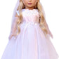 Dreamworld Collections Little Angel - 4 Piece 18 Inch Girl Doll Outfit - White Satin And Tule First Communion Dress With Long Gloves, Veil And White Shoes (Doll Not Included)